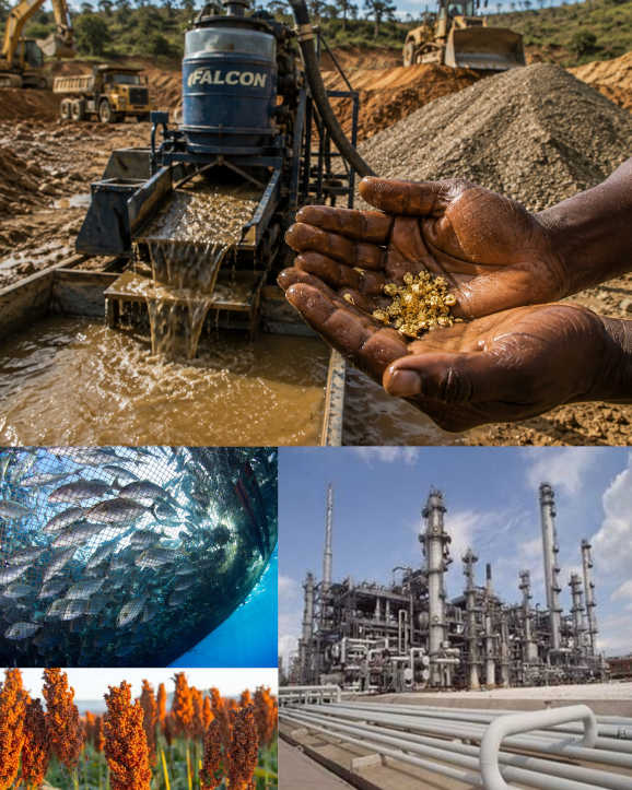 Zeidab's four operating sectors: mining, oil and gas, agriculture, and fisheries